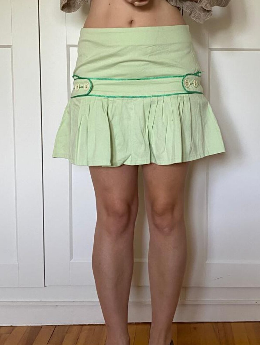 Mint Green Buttoned Women's Skirt vintage